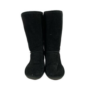 BEARPAW Black Suede Round Toe Pull-on Mid-calf Classic Snow Womens Boots Size 8